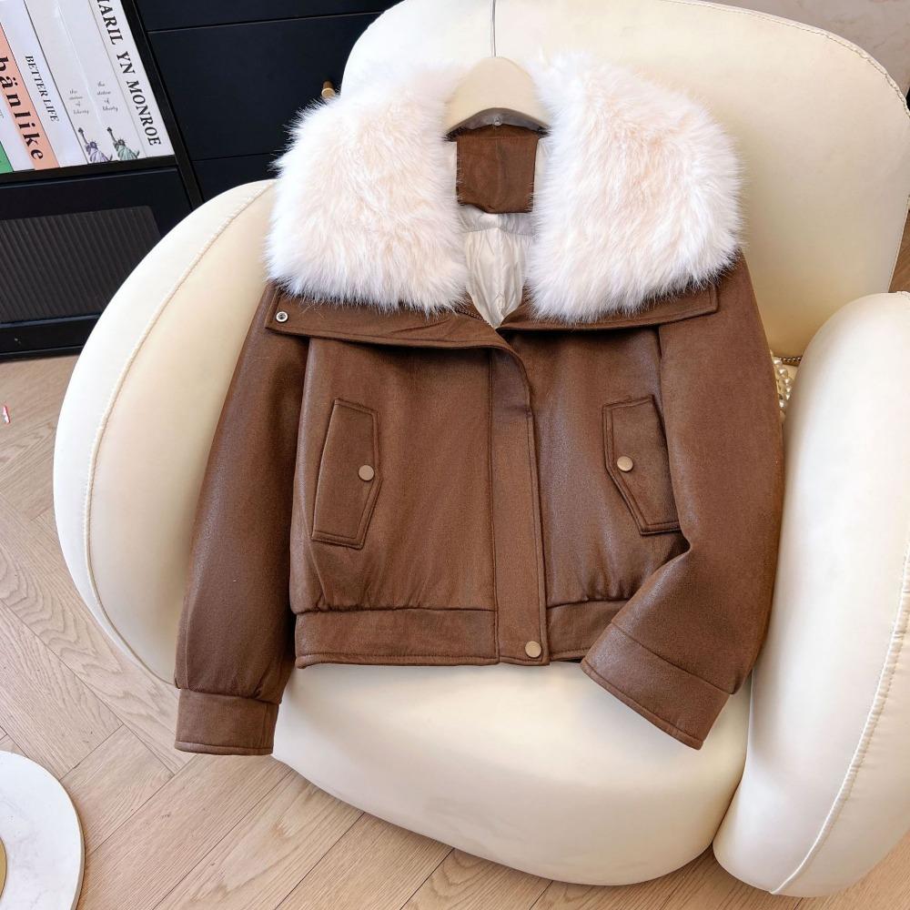 Imitation Fox Hair Big Fur Collar Fur Women's Jacket 2026 New Thickened Warm Down Cotton Cotton Jacket