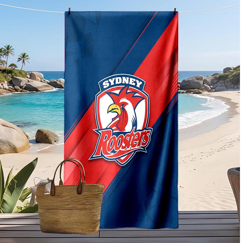 Serviette de plage Sydney Roosters Imprimée Douce Portable Rapide ?Serviette sèche pour piscine, vacances d'été, sport en plein air