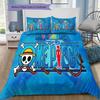 Anime One Piece Pattern Bedding Quilt Set Quilt Cover Pillowcase Home Birthday Gift(1 * Duvet Cover + 2 * Pillowcase, Without Core)