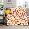 Thanksgiving Flannel Blanket - Maple Leaf & Pumpkin Design Throw for Sofa Decoration