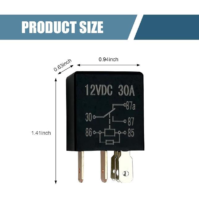 4 Pack Car 5 Pin Relay Switch 12V 30A SPST, Waterproof Stable Relay, Multi-Purpose Heavy Duty Standard Power Accessory Kit, Universal for Car Motor