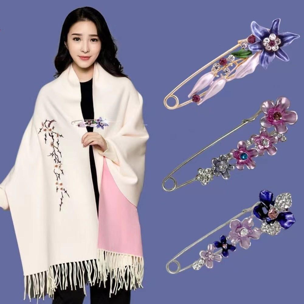 Rhinestones Flower Brooch Adjustable Waist Fastening Pins Versatile Brooches  Dress Decoration