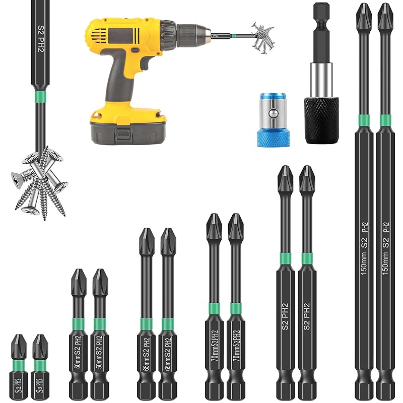12Pcs High Hardness and Strong Magnetic Bits, D1 Anti-Slip Magnetic Drill Bits, 1/4inch Hex Shank Impact Cross Bit, Shock-Proof Impact Screw Driver