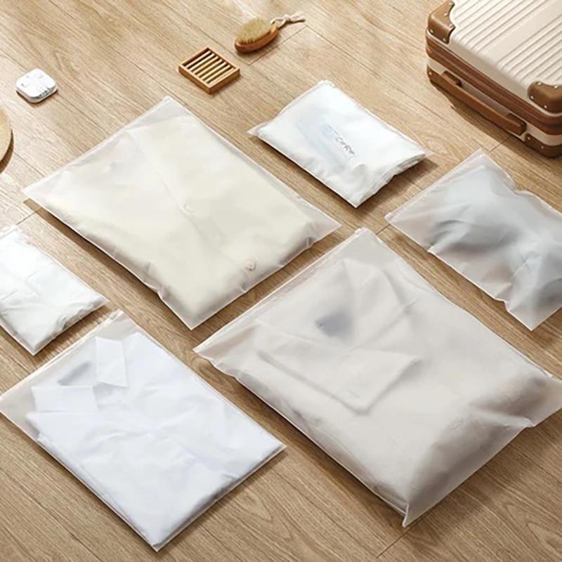 10/15 Stück Wiederverwendbare Reißverschlusstasche Pe Mattierte Transparenz Kunststoff Wasserdicht Reiseverpackung Für Kleidung Unterwäsche Klassifiziert