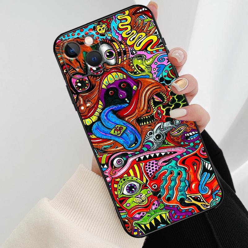 Psychedelic Trippy Art Phone Case For iPhone 17 Pro Max 14 13 12 11 15 16 Pro Max mini 16 15 Plus 16e 17 Air Cover