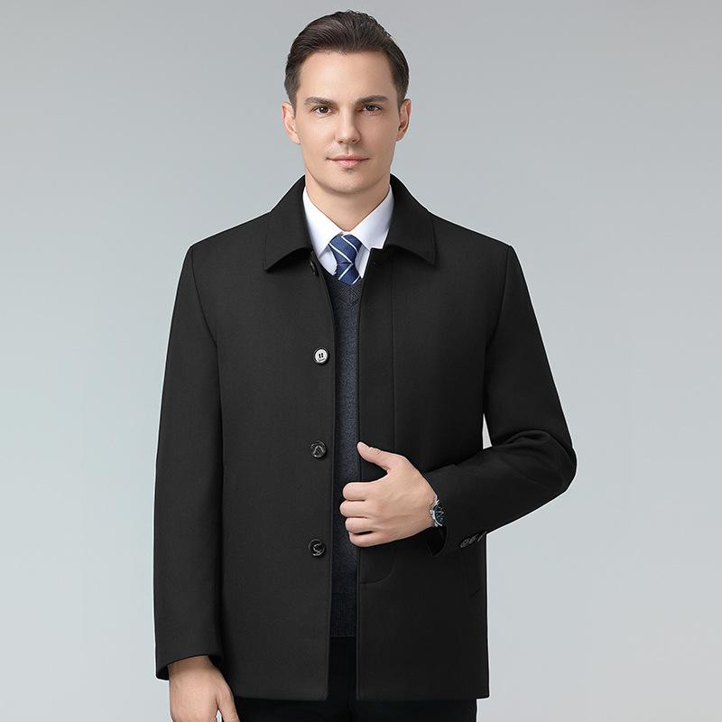 Men's down jacket men's removable liner thickened goose down jacket mid-length warm middle-aged and elderly dad wear