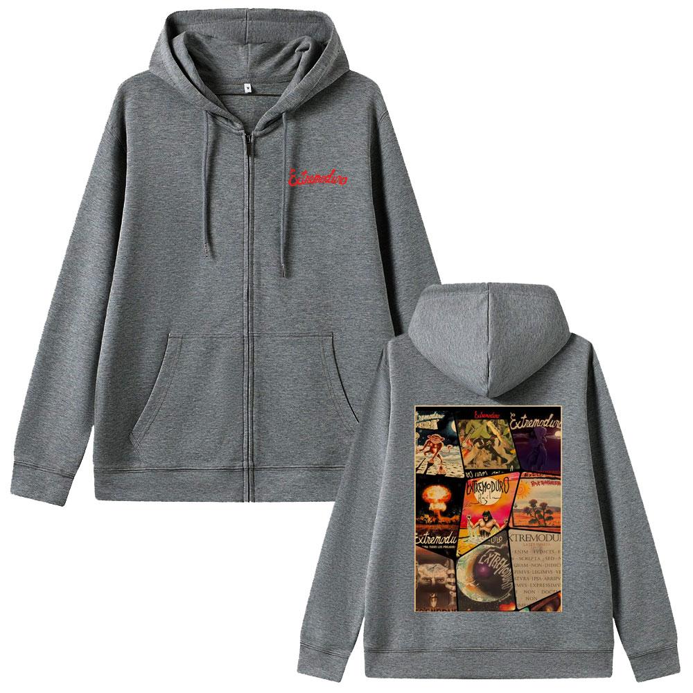 Rock Band Extremoduro Okładka Płyty Muzycznej Merch Bluza Rozpinana na Zamek Mężczyźni Kobiety Vintage Oversize Kurtka Zapinana na Zamek