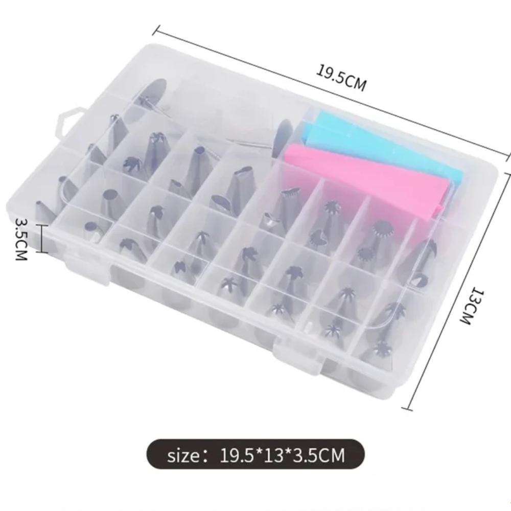 32 Stück Kuchen Dekorierwerkzeuge Wiederverwendbare Spritzbeutel Edelstahl Düsen Spitze für Zuckerguss Keks Cupcake DIY Dessert Backwerkzeug