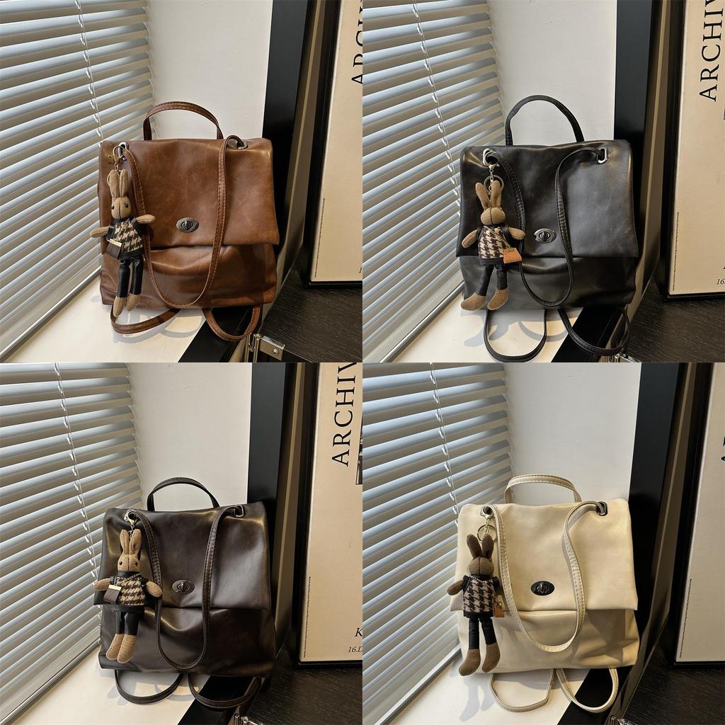 Pu Material Womens Retro Casual Backpack With Durable Wearresistant Design For Daily Use