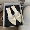 2025 Summer New French Pointed High Heels Women's Stiletto Open-toed Shallow Mouth One-word Slippers Wear Cool Slippers Women
