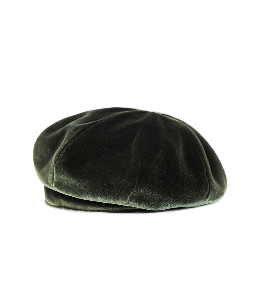 Bajal Va Square Studded Octagon Velvet Beret Khaki