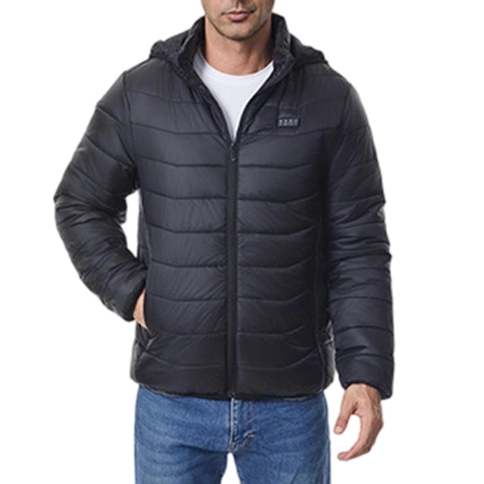 

Men s Four Constant Temperature Intelligent Fever Hooded Hood Cotton-padded Jacket Coat XXL чёрный