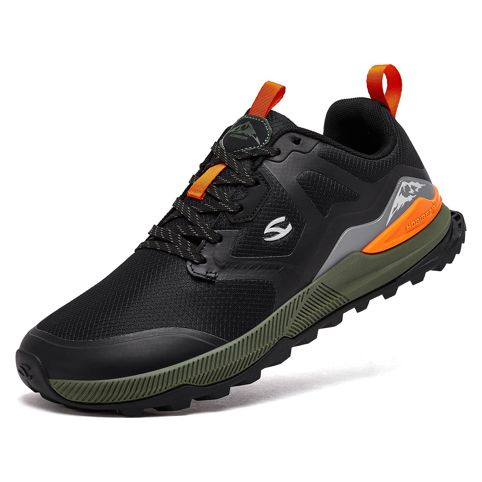HOBIBEAR Unisex Wandelschoenen Dames Heren Trailrunning Buitensneakers Kunstleer Antislip Vetersluiting Schoenen voor Wandelen 37