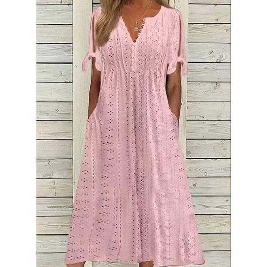 Wish Fashion Casual Loose High Waist Embroidered Solid Color Dress Tide