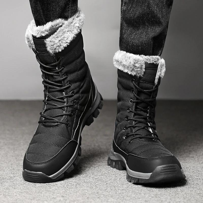 Men New Cotton Shoes Waterproof and Cold Proof Long Boots for Men Outdoor with Thick Velvet and Warmth Snow Boots