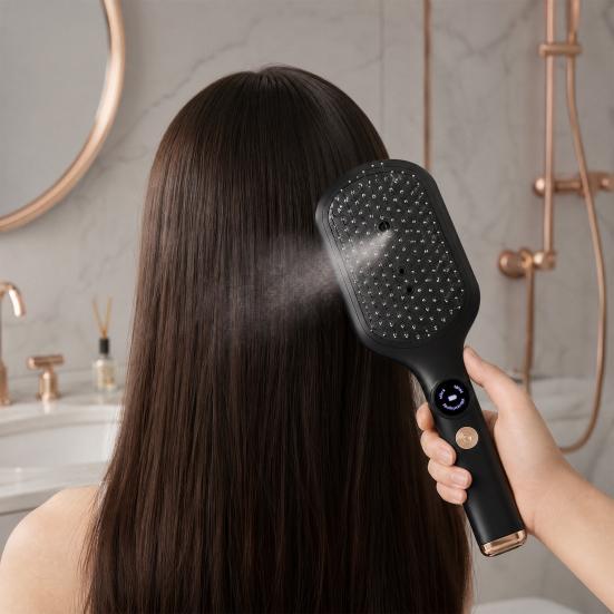 Electric Spray Massage Hair Brush, USB Rechargeable Misting Air Cushion Brush, Anti-Frizz Hair Detangler Steam Comb for Dry Damaged Hair