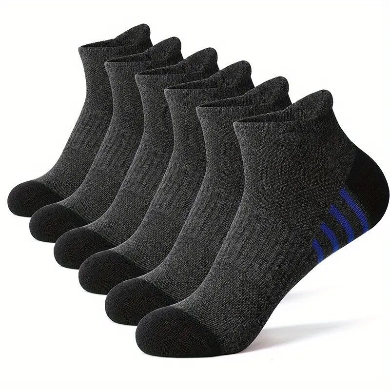 Nowe 6 par wysokiej jakości męskich skarpet sportowych Outdoor Leisure Czarno-białe Oddychające wygodne krótkie skarpetki męskie Plus rozmiar EU39-46
