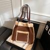 Korean Style Lamb Wool Spliced Armpit Commuter Bag Women Large Capacity Plush Shoulder Double-sided Backable Tote