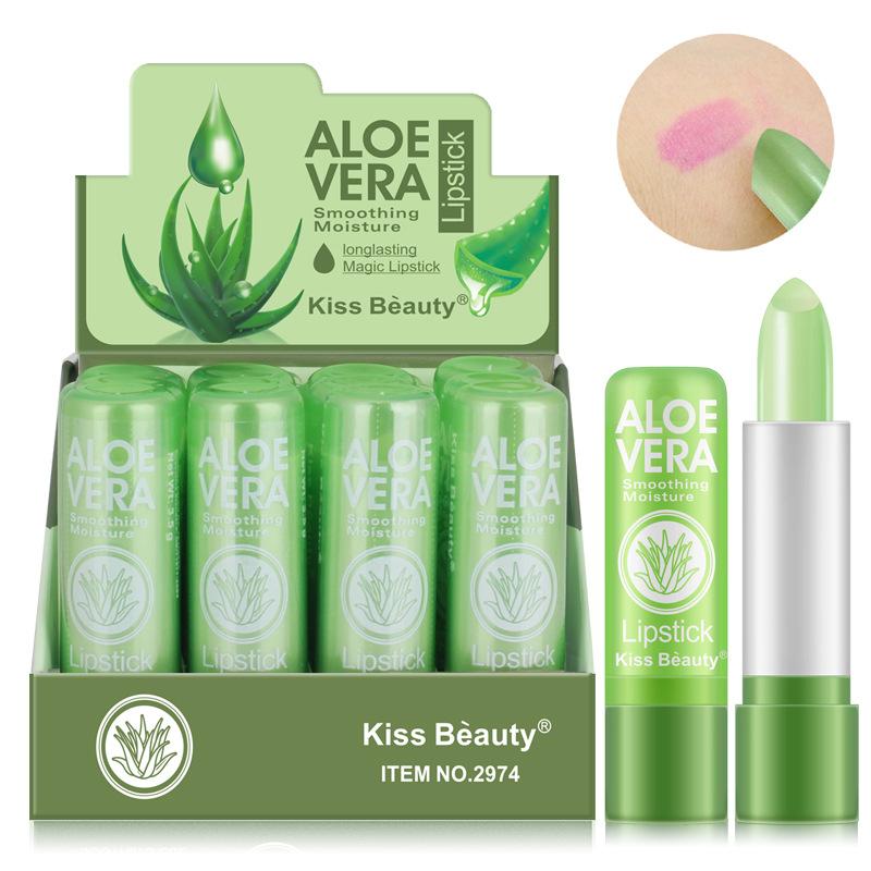Aloe Vera Ruj Renk Değiştiren Dudak Balsamı Onarıcı Nemlendirici Su Geçirmez Kurutma Önleyici Sıcaklık Değiştiren Ruj