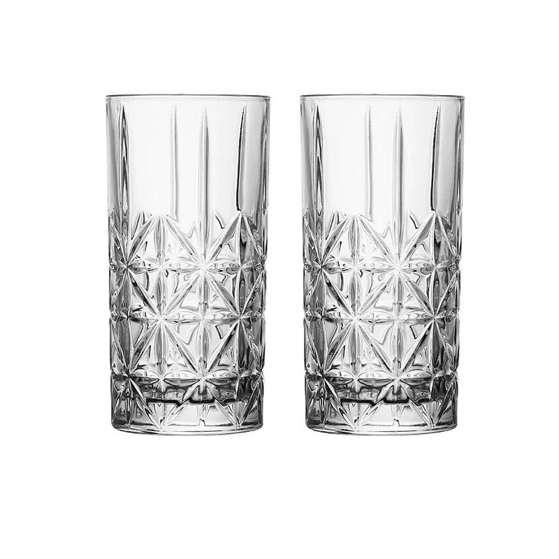 315ml/340ml Creative Wine Glass Transparent Long Drinking Cup Latte Coffee Mug Carved Glass Cup Bar Elegant Juice Beverage Cups