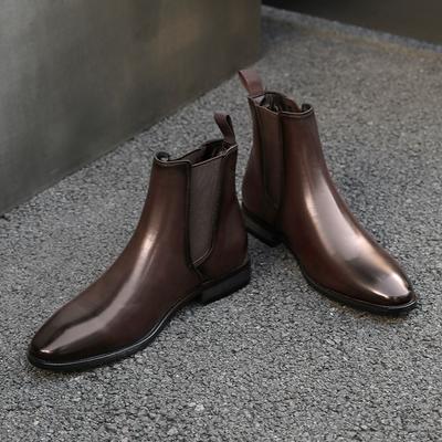 Moda Nueva Marca Diseñador Invierno Puntiagudas Cuero Formal Chelsea Botines Tobillo Para Hombres Tendencia Zapatos de Caña Alta Zapatos Hombre
