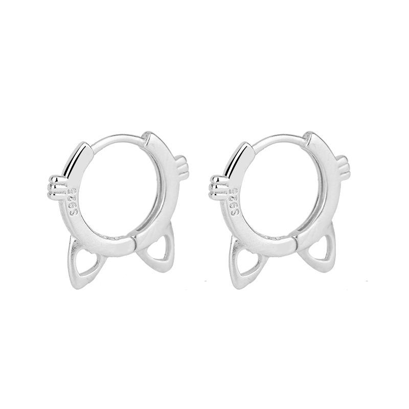 

Sweet Cat Ear Hollow Hoop Earrings For Women Cute Minimalist Studs Delicate Kawaii Jewelry Girly Aesthetic Accessories