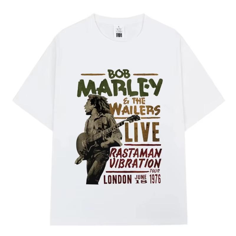 Reggae Music Bob Marley Bob Marley Wailers Live T Shirts Women Fashion Vintage T-shirt Cotton Oversized Short Sleeve T-shirts S разноцветный