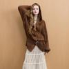 Sancai 2025 Winter Casual Hooded Knit Cardigan