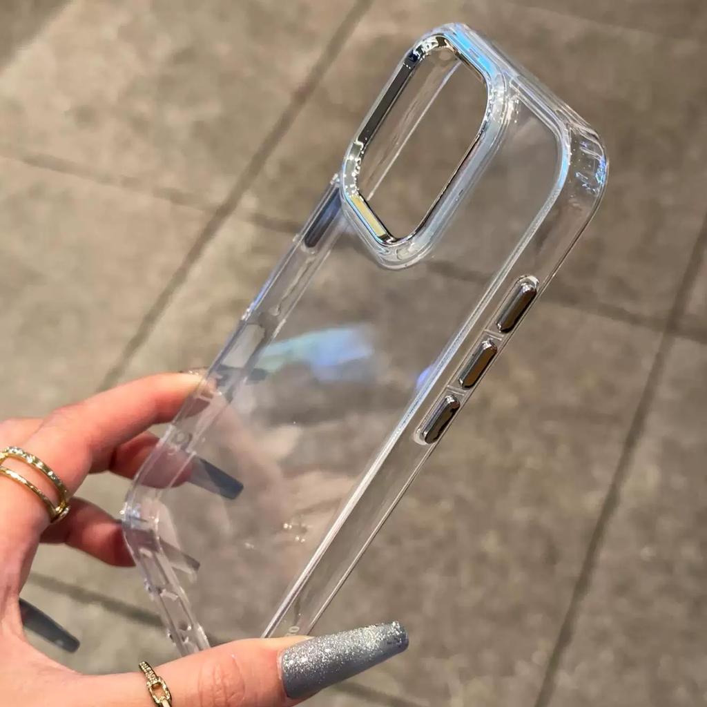 Light Luxury Metal Button Transparent Mobile Phone Case For Infinix HOT 60 5G 60i Pro Pro+ 50 4G 50i 40 40i 30i NFC 30 20i 20 Nfc