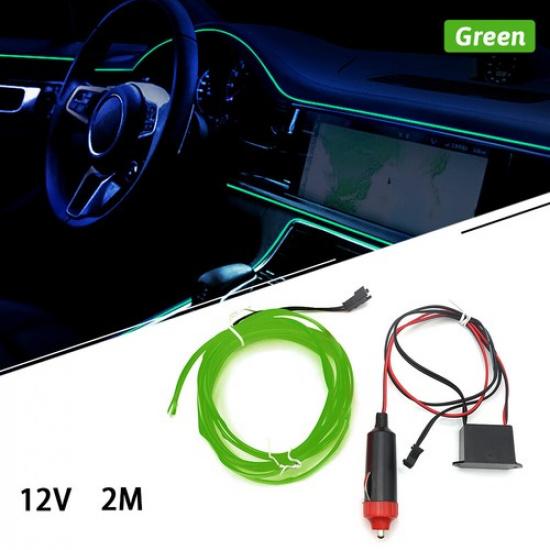 2m EL Wire Neon Light For Car Interior LED Atmosphere Strip Decor Asscessories