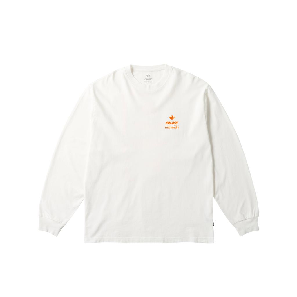 Palace X Maharishi Shaolin Tag Long-Sleeve White Unisex Tops P28MHES001