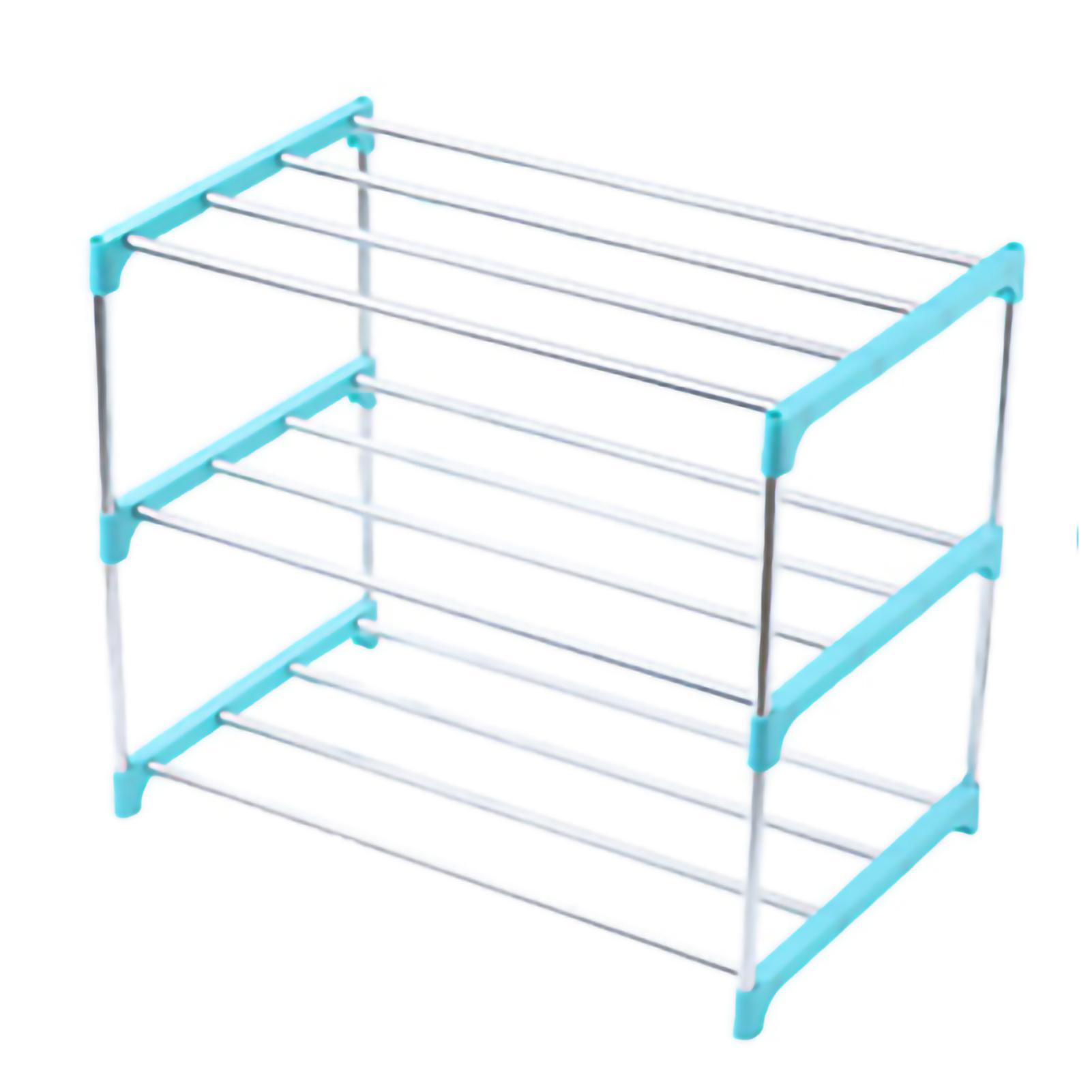 Стойка для обуви из нержавеющей стали, многослойная, сборная, стеллаж для хранения обуви, своими руками, усиленная, для дома, зеленая 3 темно-синий