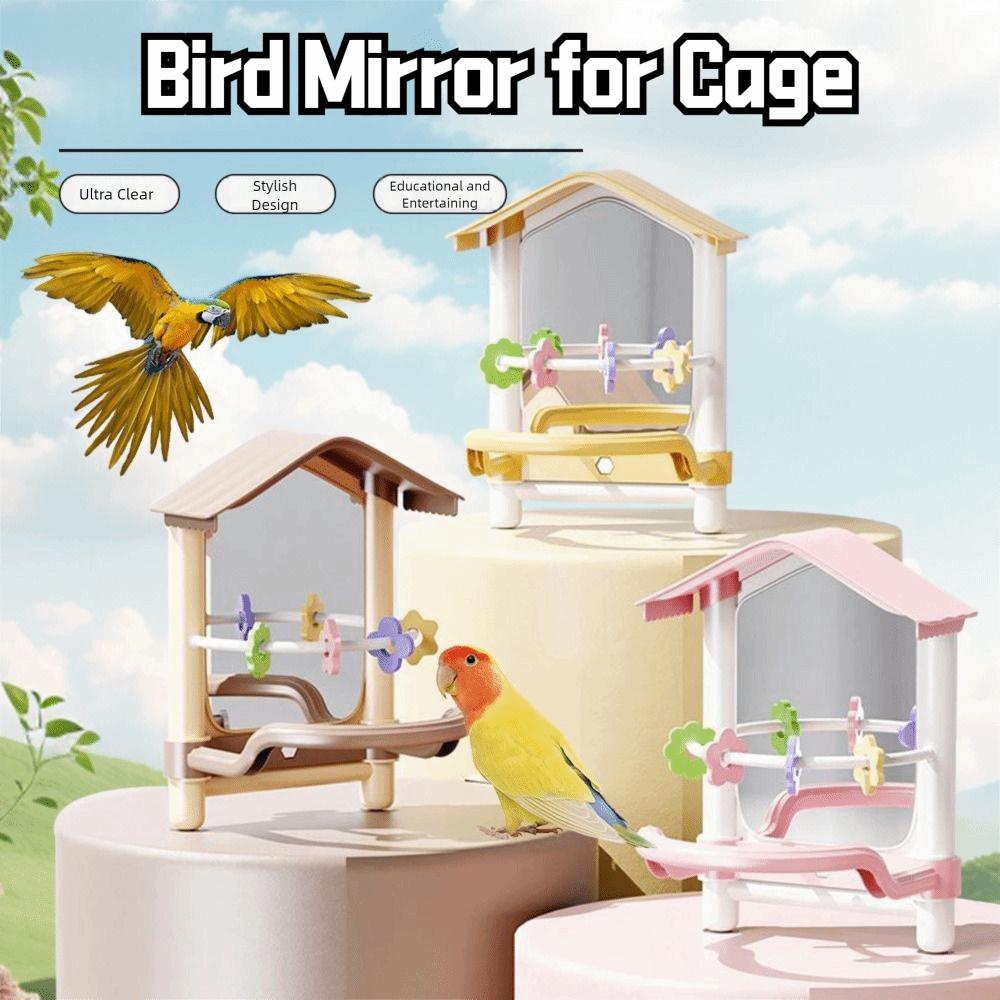 Anti-slip Bird Mirror with Perch Wear-resisting Bird Mirror for Cage Bird Cage Toys Indoor