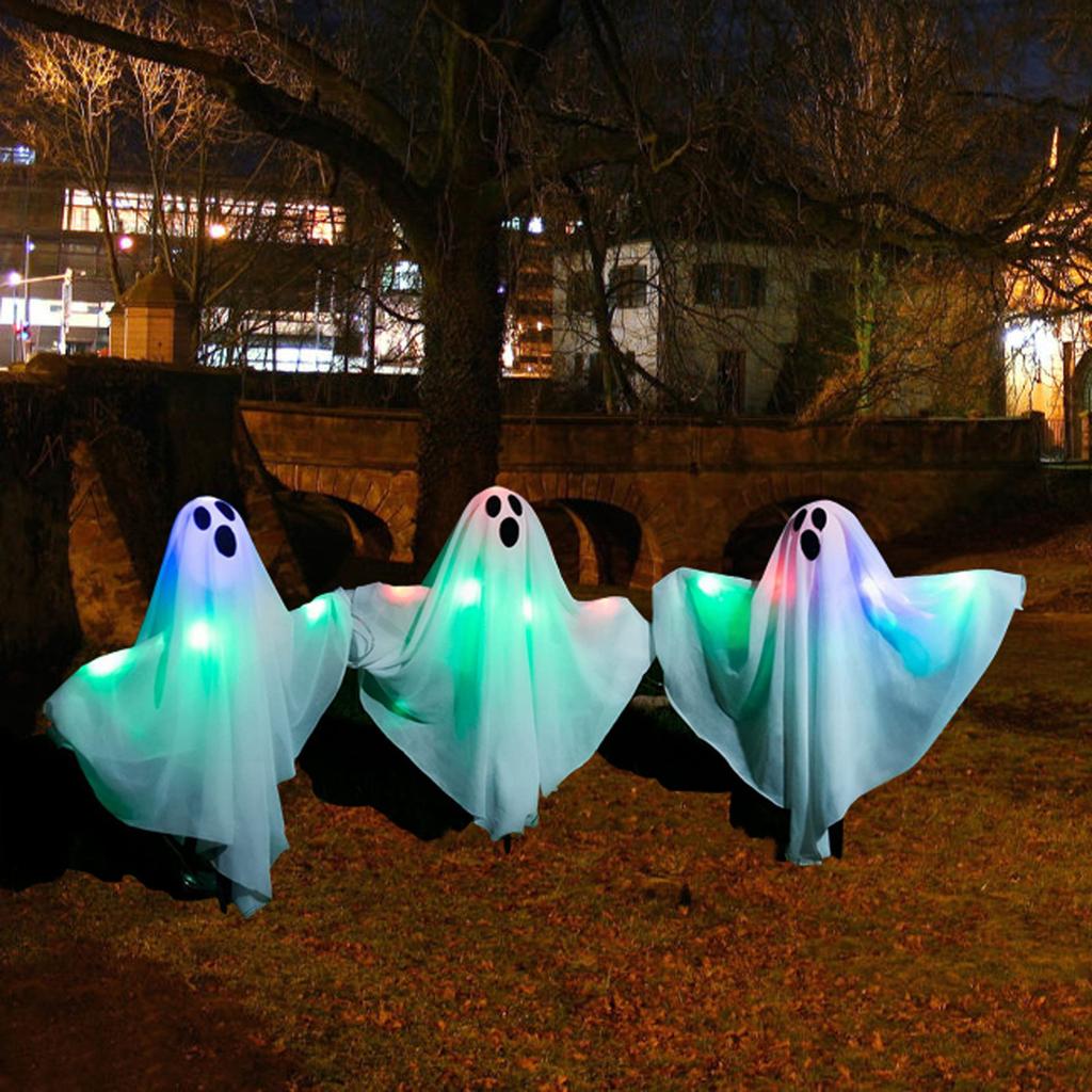 Halloweenské rozsvícené značky na cestu duchů Sada 3 dekorací na dvůr Halloweenských duchů