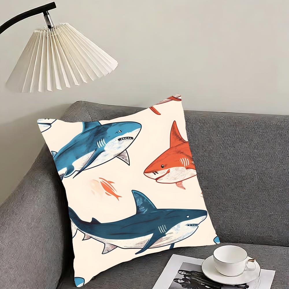 Shark Fashion Cushion Cover Pillowcase Ultra Soft Skin Friendly Fabric Cloud Like Comfort  Concealed Zipper