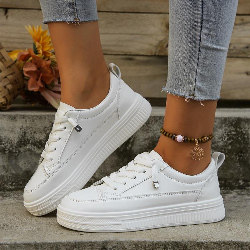 Little White Shoes Women's Spring and Autumn New Low-top Lace-up Casual Shoes Female Student Board Shoes White Sports Shoes Women