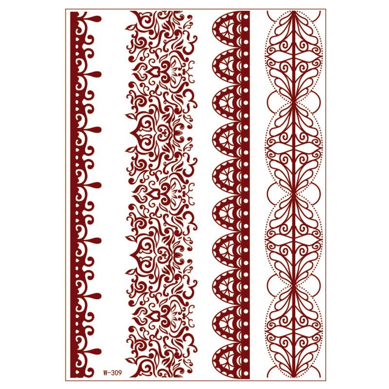 Lace Tattoo Sticker Vermilion Geometric Pattern Party Waterproof Henna Tattoo
