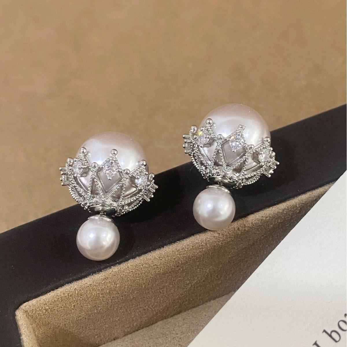 Elegant French Manta Rose Pearl Lace Earrings - Versatile High-End Exquisite Studs