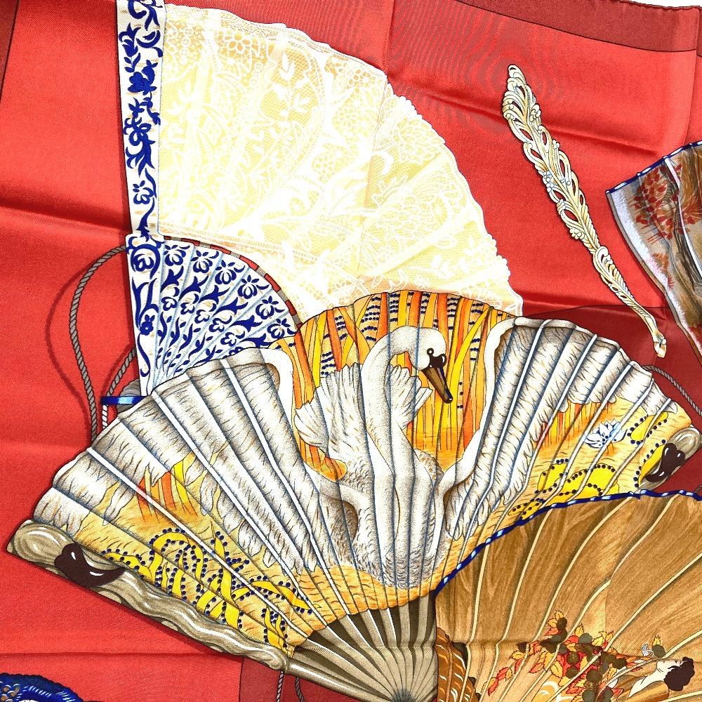 HERMES Japanese pattern fan BRISE DE CHARME Enchanting breeze Carre 90 Scarf