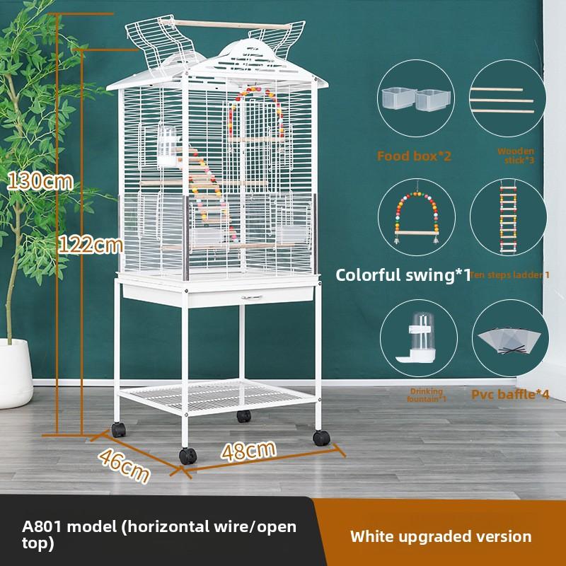 Large Iron Wire Bird Cage with Wood Stand for Conures Lovebird House Parrots Playground Cockatiel Parakeets Activity Center