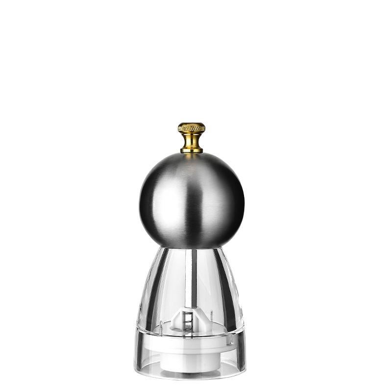 1pcs Manual Round Head Pepper Sea Salt Grinder Acrylic Acacia Wood Grinder Ceramic Core Kitchen Tools