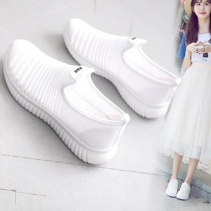 2025 Summer Casual Breathable Flat Women Shoes Canvas Shoes Women's Mesh Sneakers Fly Weave Lightweight Hollow Sneakers Women