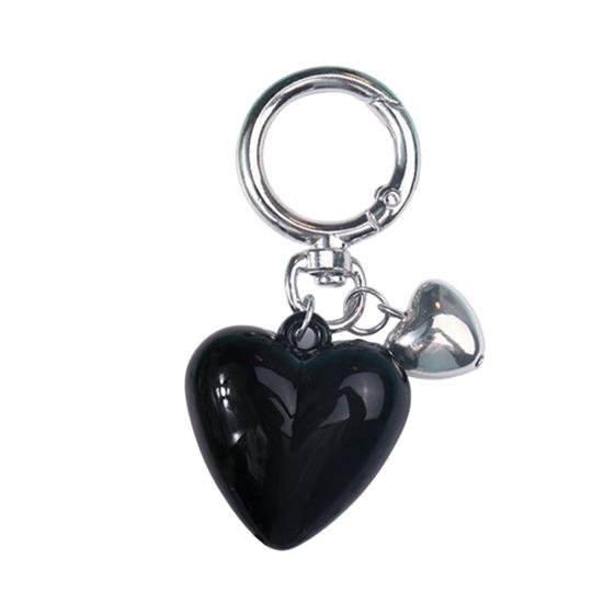

Keychain Pendant Metal Spring Buckle Smooth Open Close Mini Glossy Resin Heart Charm Key B