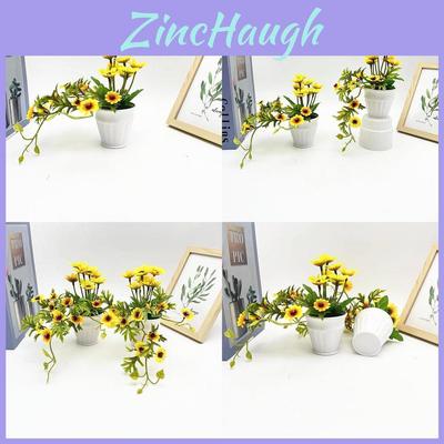 Sunflower Artificial Plant Mini Round Pot For Home Decor And Photography Props