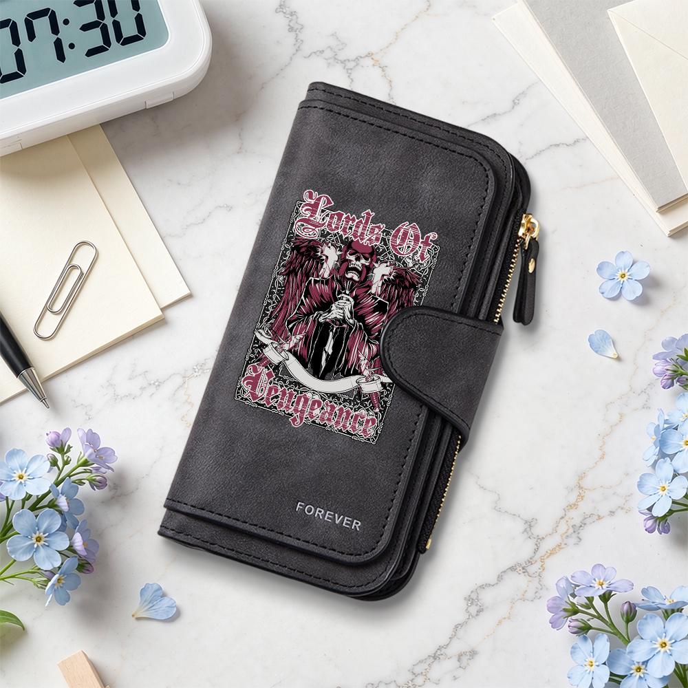 Gothic Punk Long Wallet for Daily Use Cool Dark Style Card Holder Fashion Portable Durable Purse
