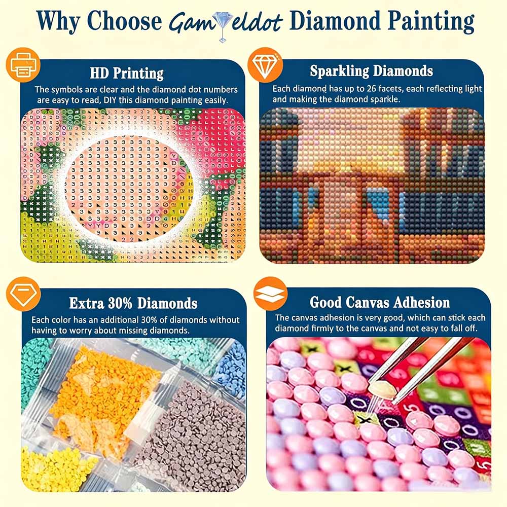 Diamond painting DIY beach sunset palm tree chairs kit for home room decoration