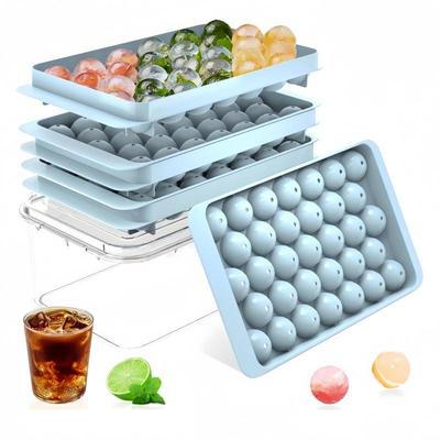 Spherical Ice Cube Tray with Lid for Ice Hockey - Makes 33 Cubes
