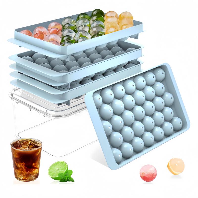 Spherical Ice Cube Tray with Lid for Ice Hockey - Makes 33 Cubes