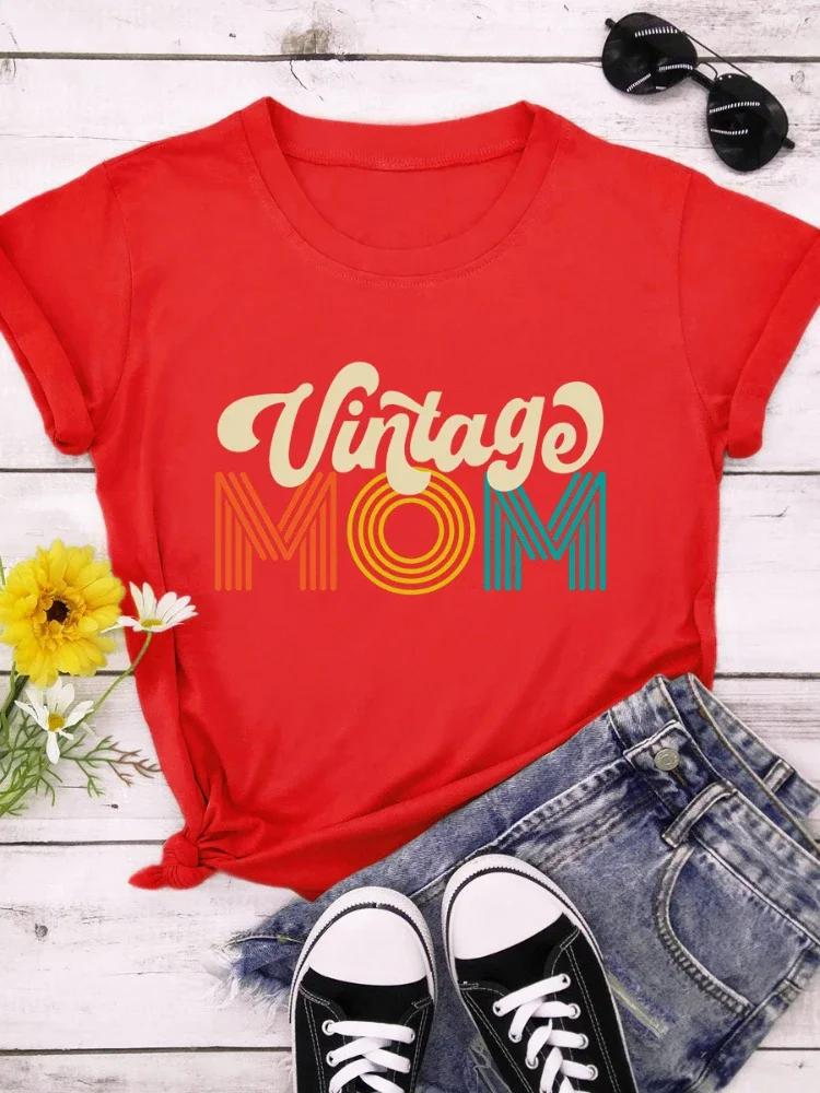 Vintage Mom Letter Print Women T Shirt Short Sleeve O Neck Loose Women Tshirt Ladies Tee Shirt Tops Clothes Camisetas Mujer