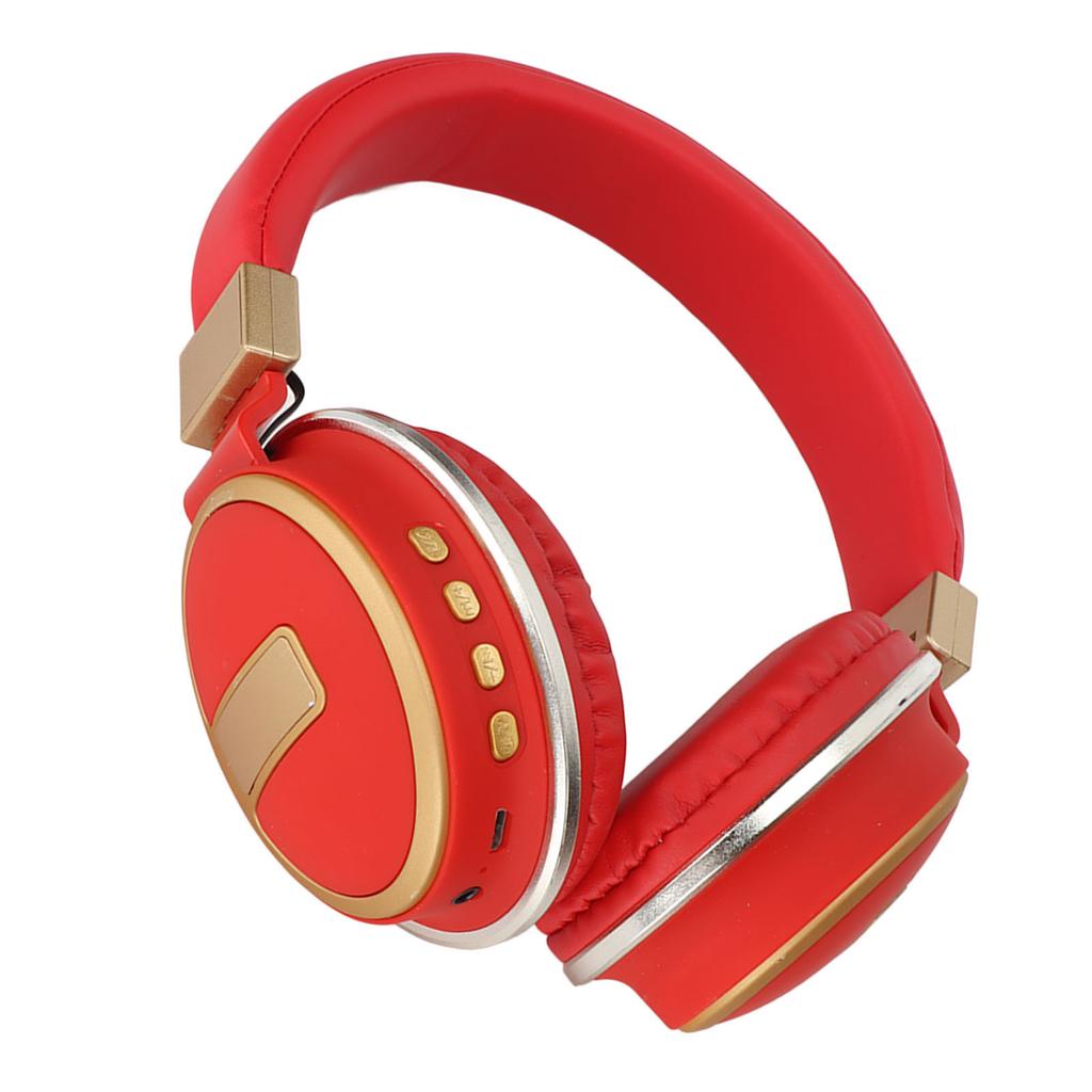 LX‑510BT Bluetooth Headset Folding Plug In Comfortable Leather Ear Cups Music Headphones for PC Phone Red